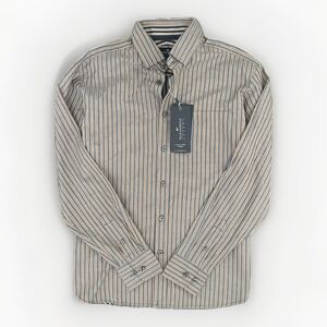 Blue Harbour Luxury Fine Cotton Shirt Large Striped Long Sleeve Classic Preppy